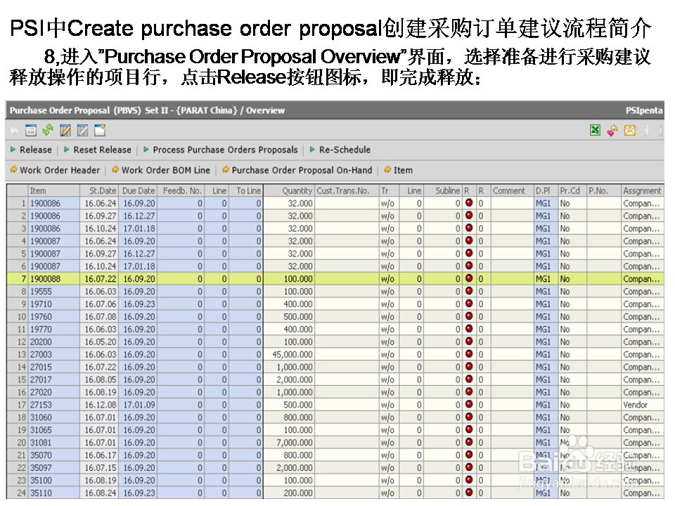PSI中Create purchase order proposal采购建议