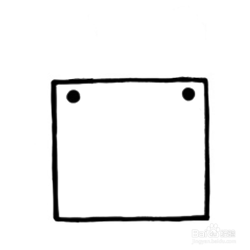 简笔画-如何画Q版方形小白兔头像的简笔画