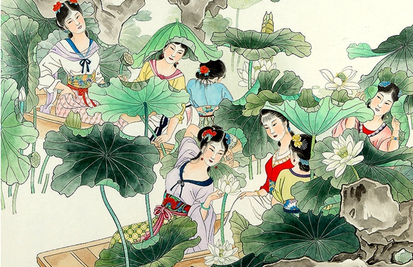 王昌龄的诗《采莲曲》描绘了一幅什么样的画面
