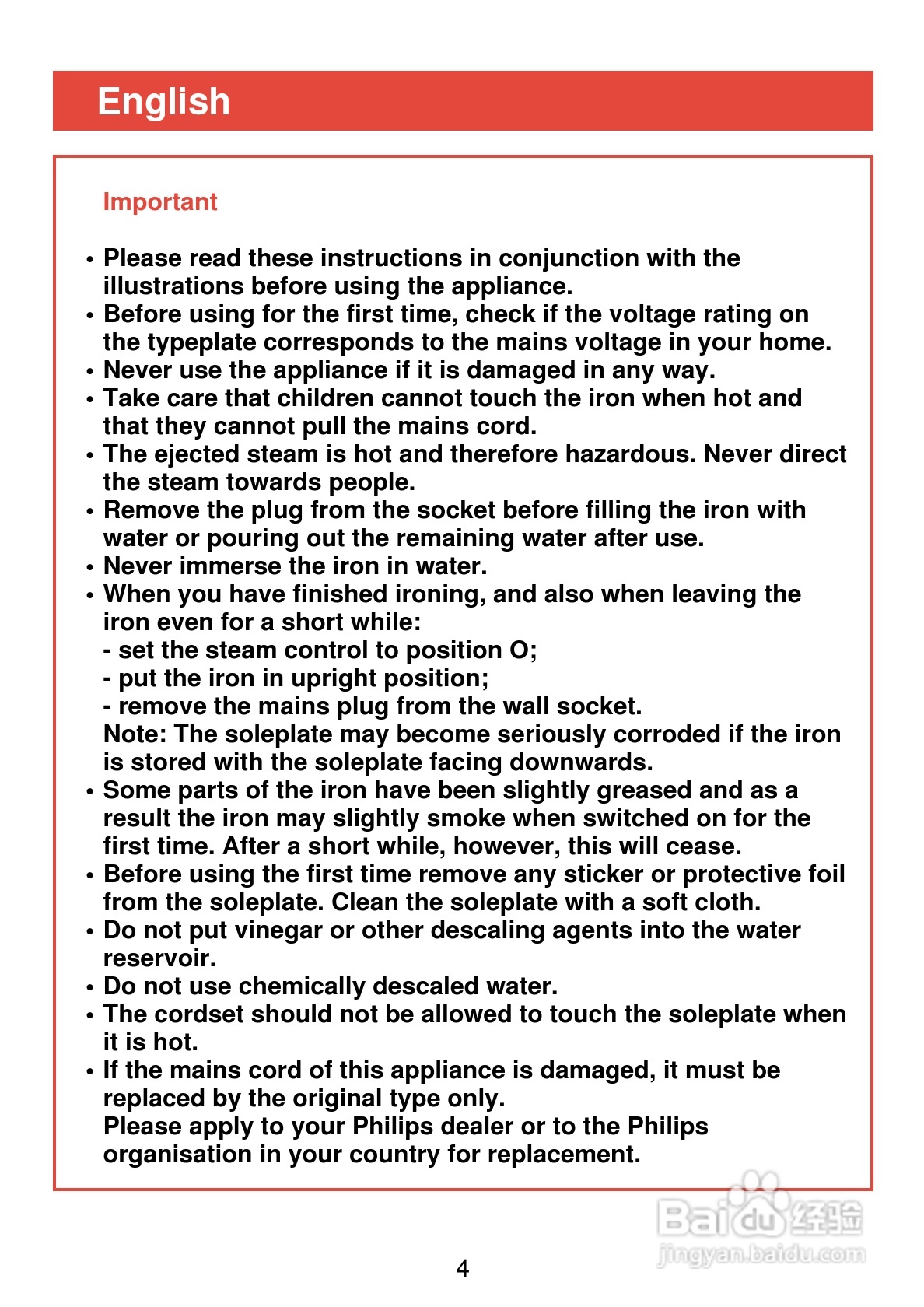 PHILIPS HI 294电熨斗使用说明书:[1]