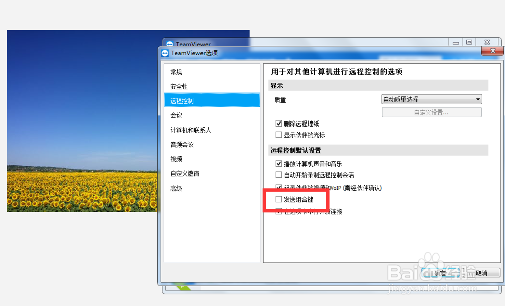 如何开启teamviewer的发送组合键功能