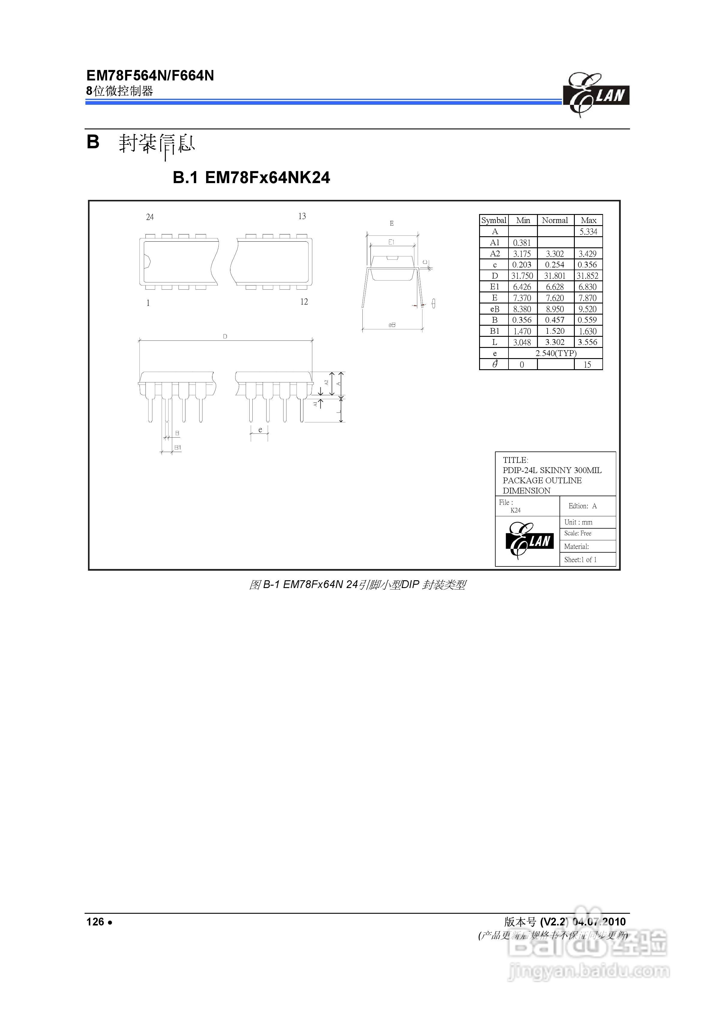 EM78F564N/F664N 8位微控制器说明书:[14]