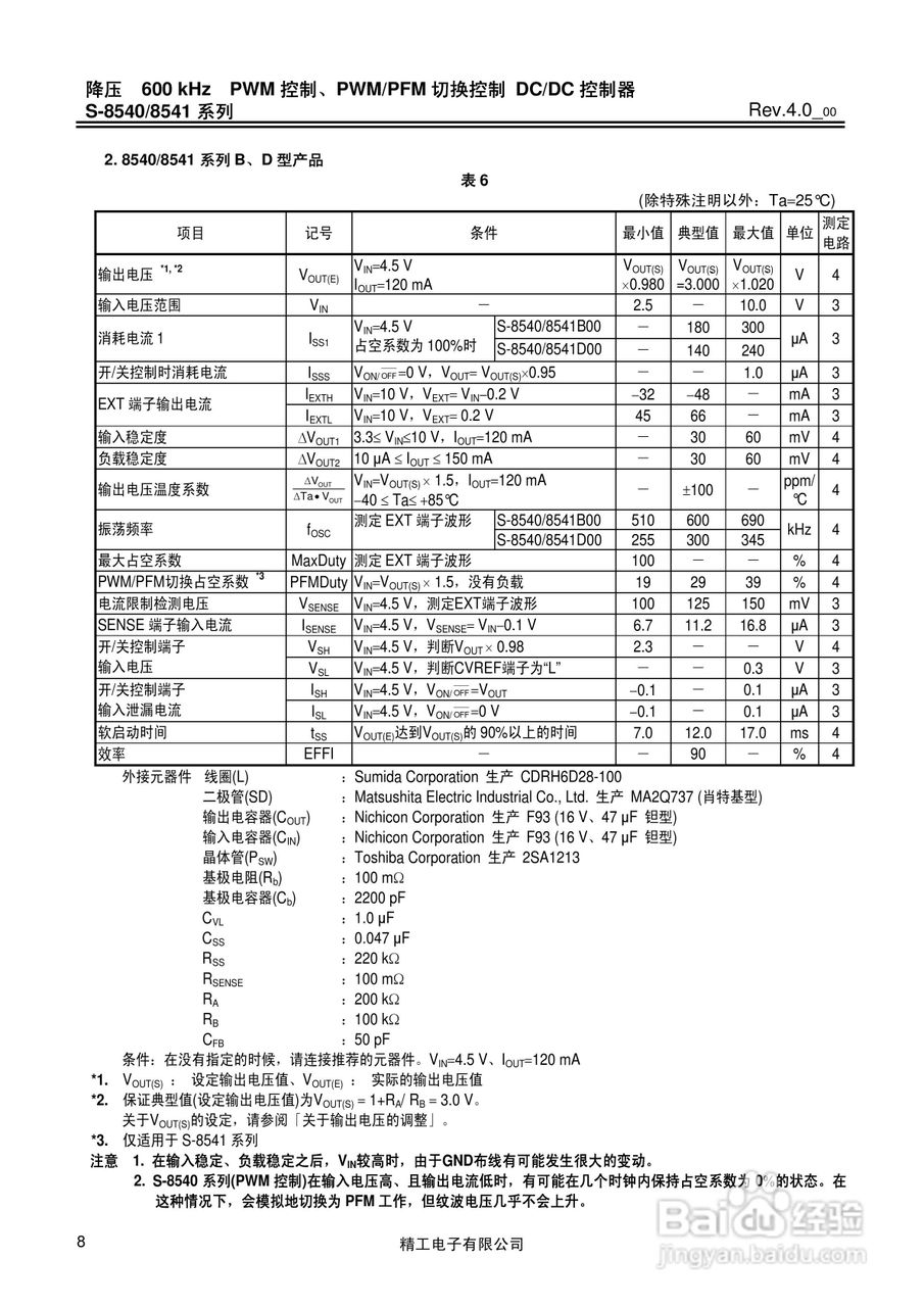 精工电S-8540/8541系列DC/DC控制器说明书:[1]