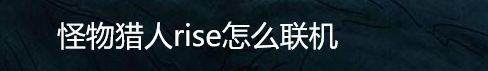 怪物猎人rise怎么联机