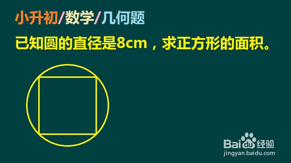 如图所示：已知圆的直径是8cm，求正方形的面积