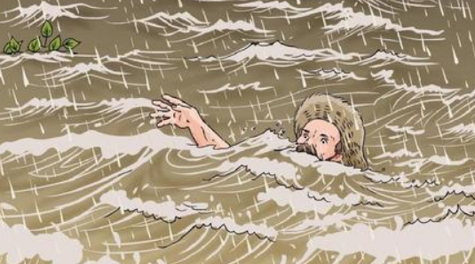 老汉似乎要喊什么,猛然间,一个浪头也吞没了他.(改为夸张句)