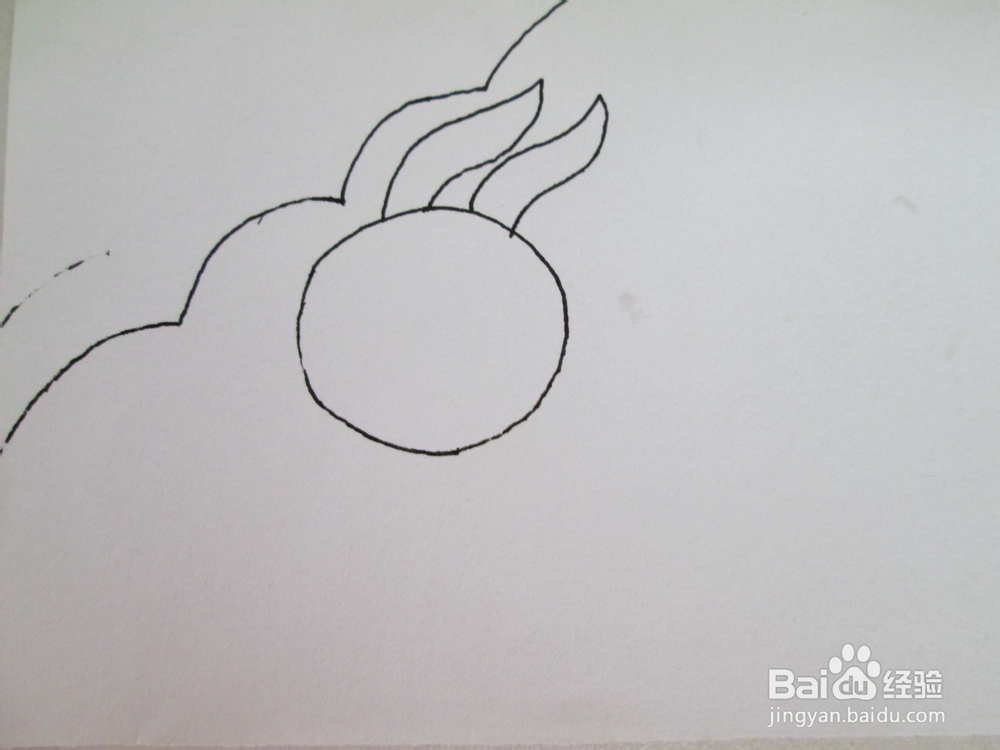 黑白线描画《被大风吹起来的小兔子》作画步骤