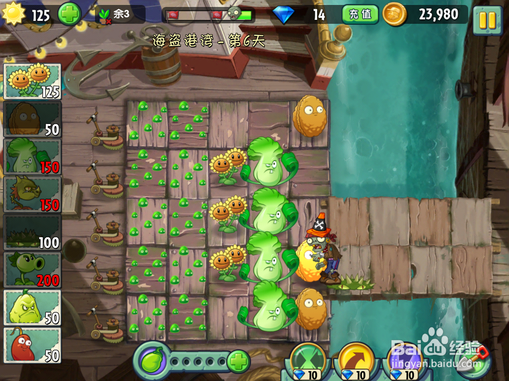 植物大战僵尸2 海盗港湾 第六天 三星攻略