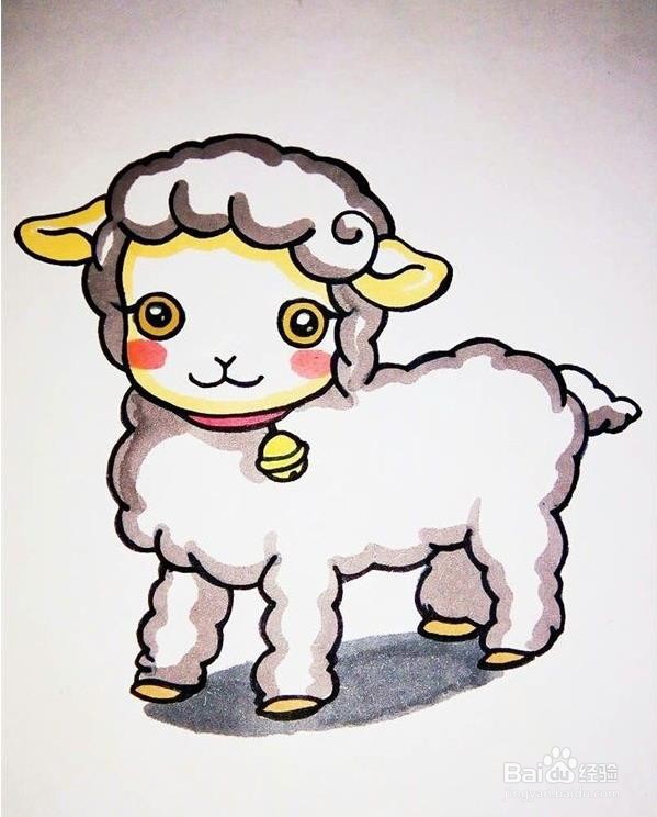 小羊简笔画 简单 彩色图片