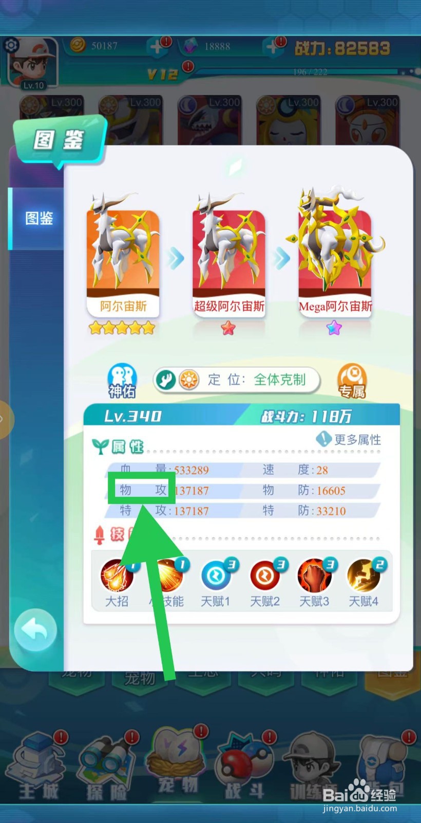 英雄魔法门如何查看阿尔宙斯的物攻