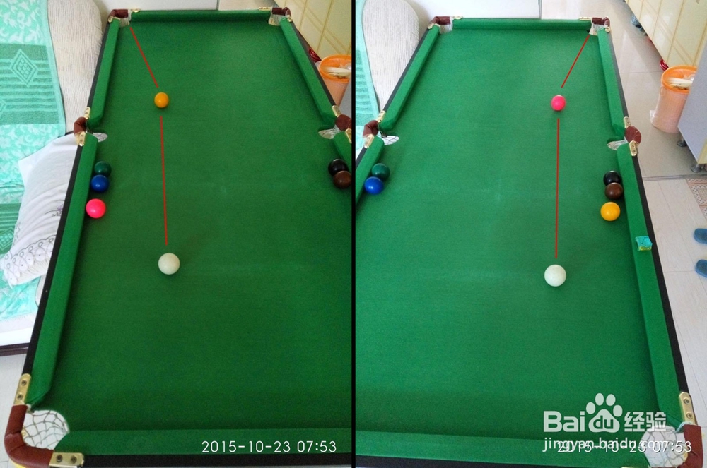 用最低成本练习台球进球点记忆和击球姿势方法