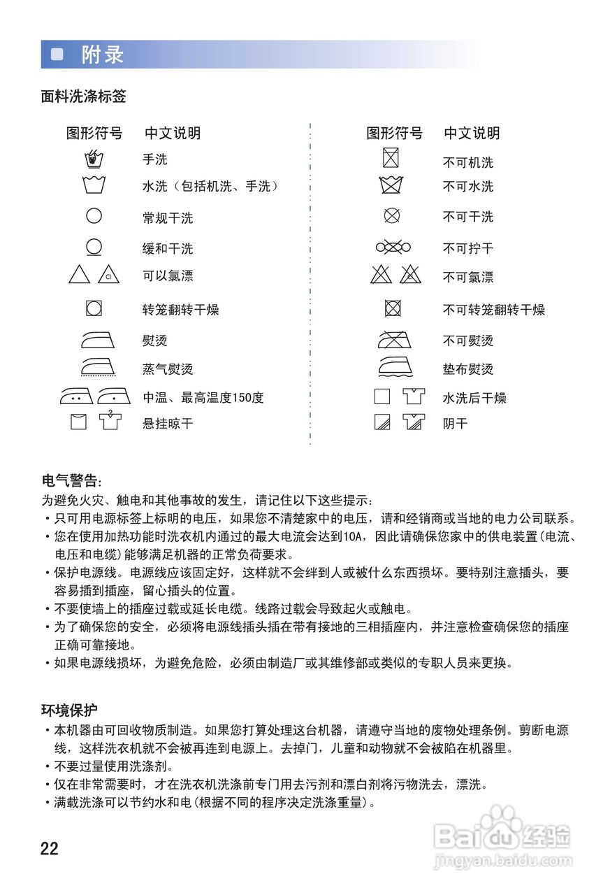 三星洗衣机英文图解图片