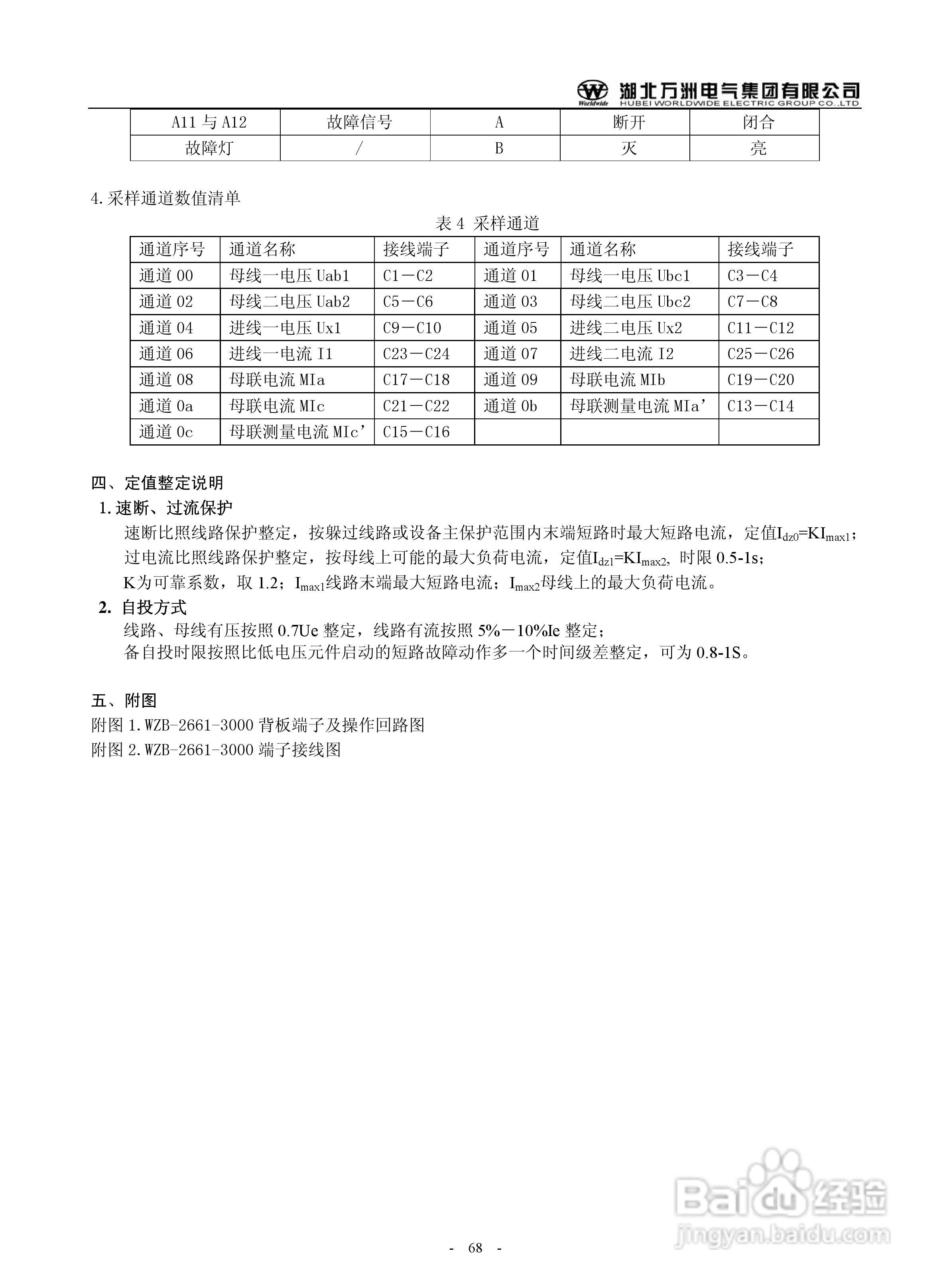 万洲WZB-2671A-3000微机母线绝缘监察保护装置使用说明:[7]