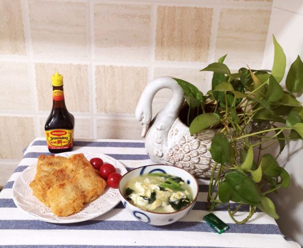 海米小白菜疙瘩汤