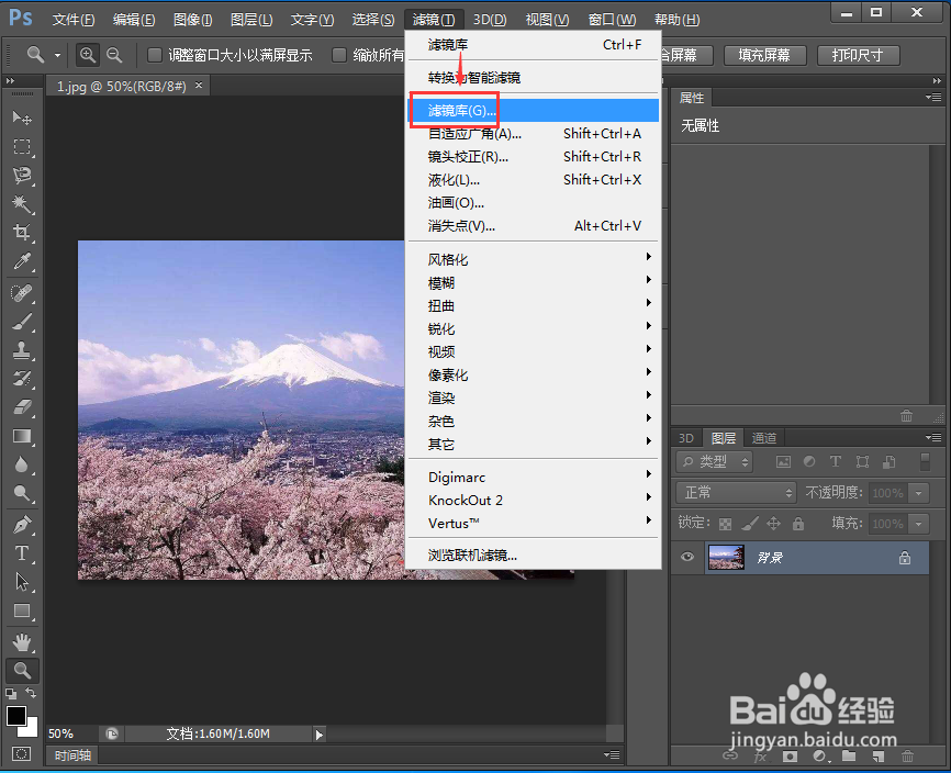 ps cc给图片设置干画笔艺术效果