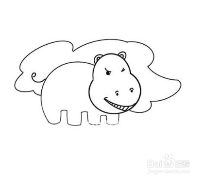 怎么画出微笑的河马