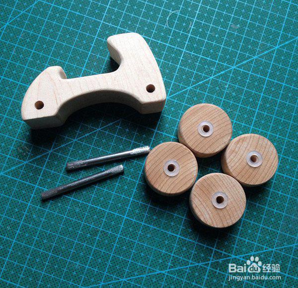 木头diy小熊玩具车