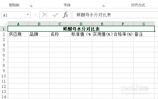 使用Excel怎样创建鲜酵母水分对比表?