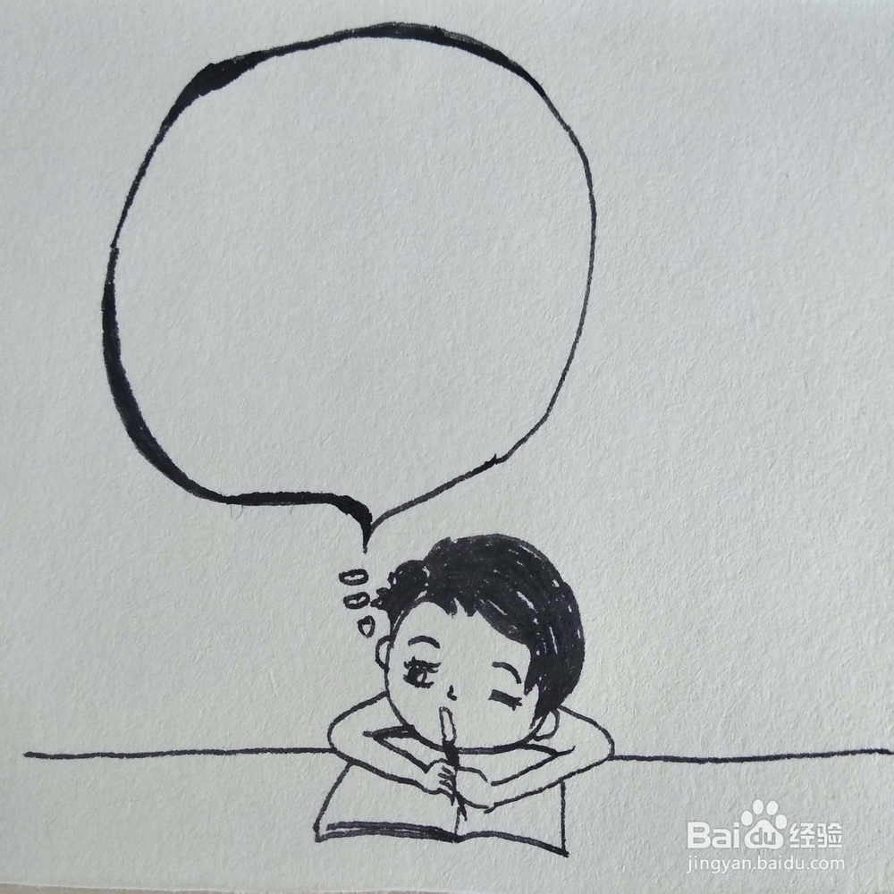 如何画一个在写作业时胡思乱想的男孩创意画？