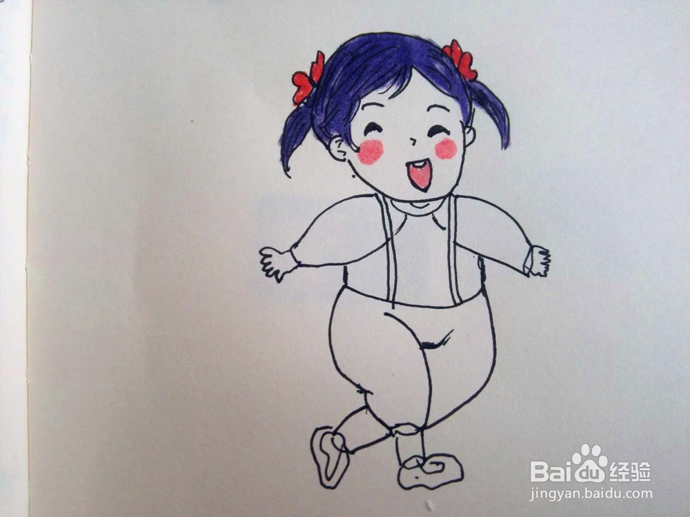 彩笔画之小胖妞