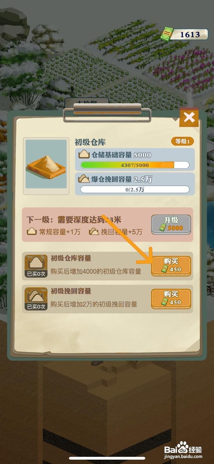 王铲铲的致富之路怎么购买初级仓库容量