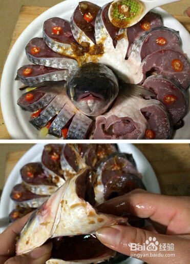 年夜饭：孔雀开屏鱼。