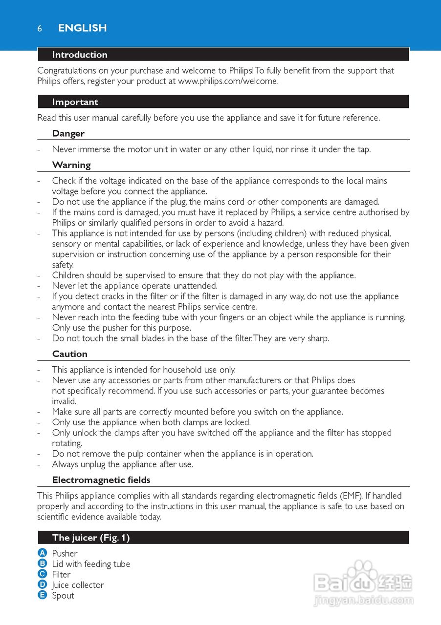 飞利浦HR1854榨汁机使用说明书:[1]