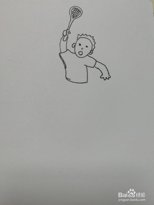 如何画一个打羽毛球的小男孩