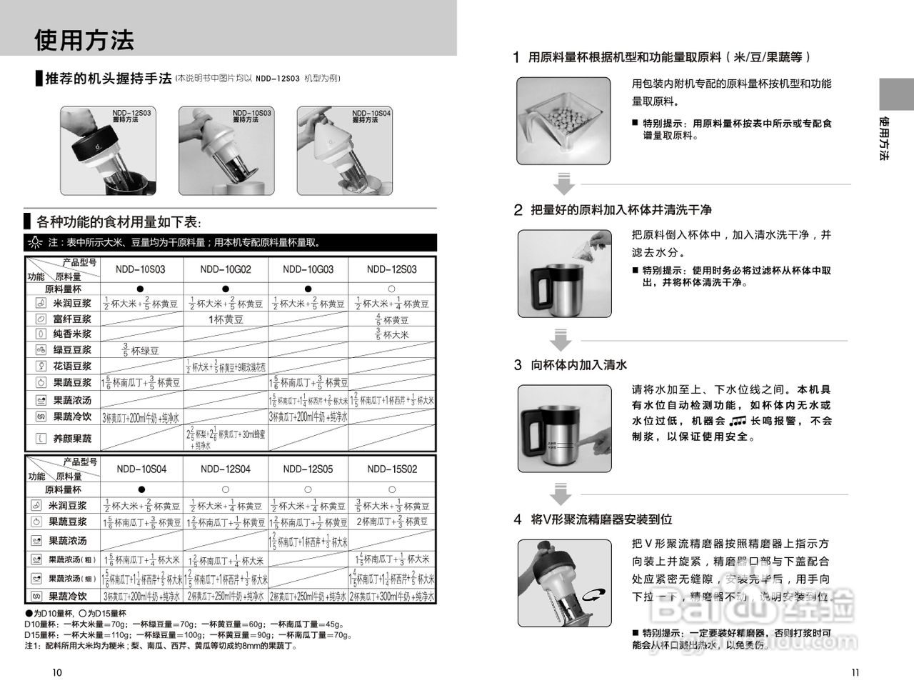 九阳豆浆机NDD-12S05型使用说明书