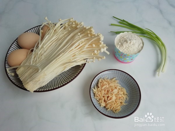 金针菇虾皮蛋饼的做法