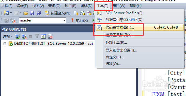 SQL Server Management如何管理代码片段