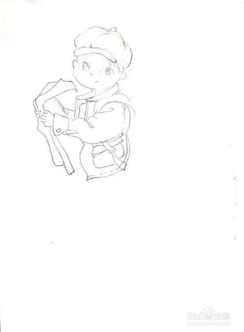 背着背包看报纸的男孩儿怎么画