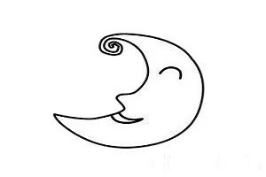 月亮船线描画图片