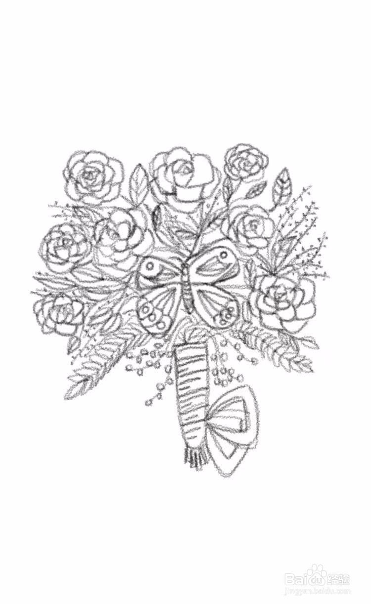 茉莉手绘之手捧花束