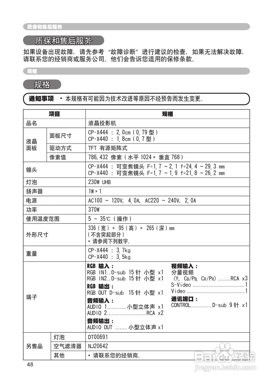 日立 CP-X444投影机说明书:[5]