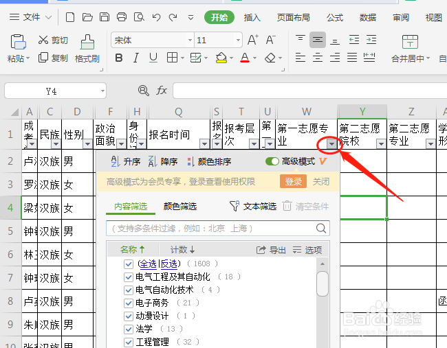 如何使用电子表格的筛选