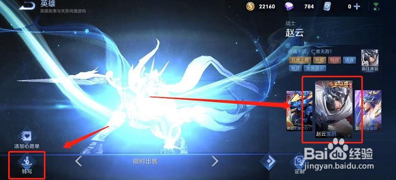 如何查看王者荣耀中赵云的龙胆皮肤图片？