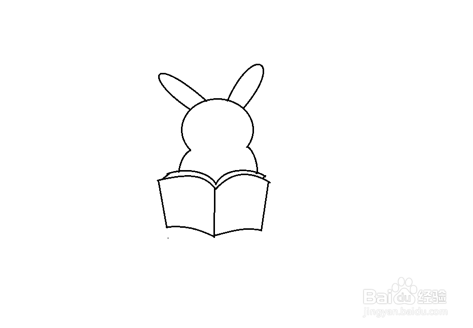 看书的兔子简笔画图片
