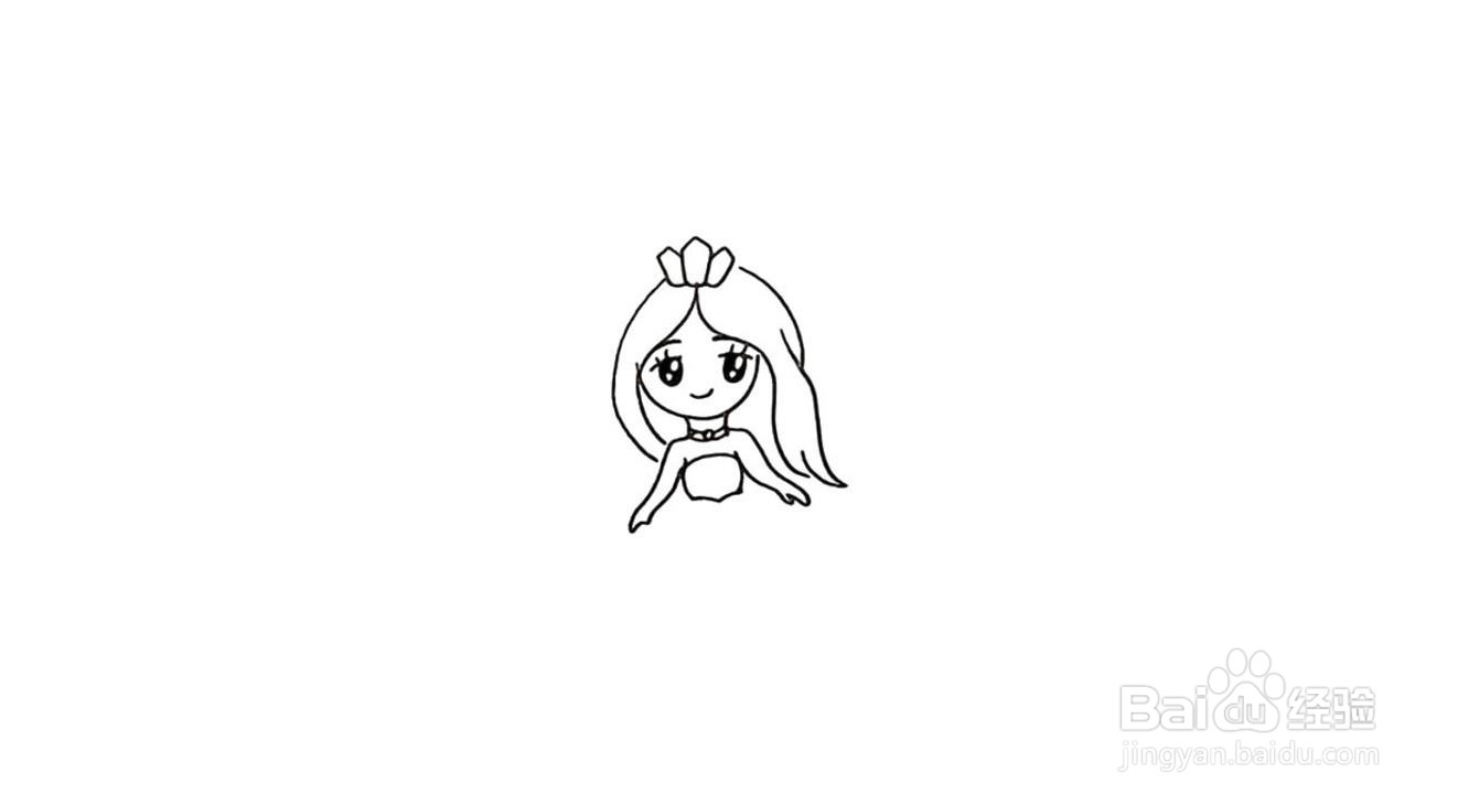 漂亮小公主简笔画步骤分解