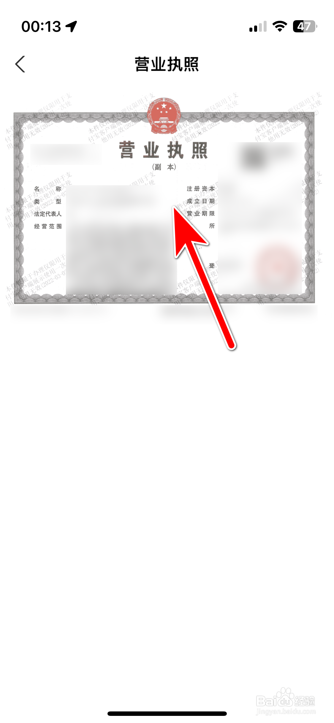如何查看支付宝App的营业执照