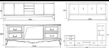 家具设计之客厅电视柜家具手绘举例