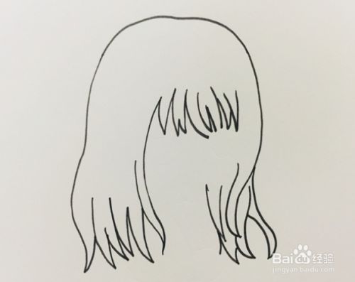 首先画出人物头发的轮廓,注意细碎的刘海.