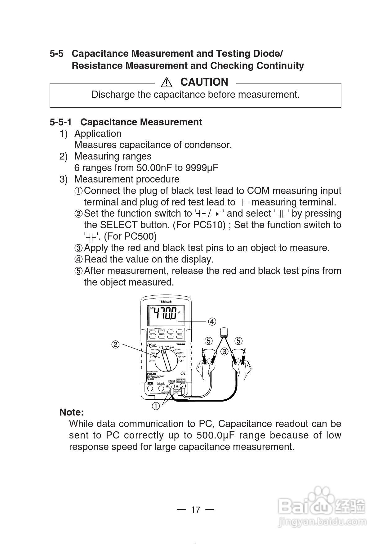 日本三和Sanwa数字万用表PC-500/PC-510说明书:[2]