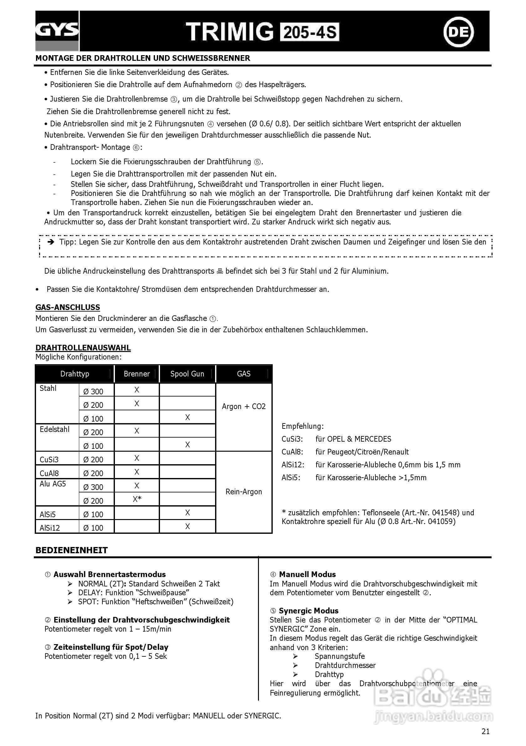 GYS TRIMIG 205-4S供应气体保护焊机说明书:[3]