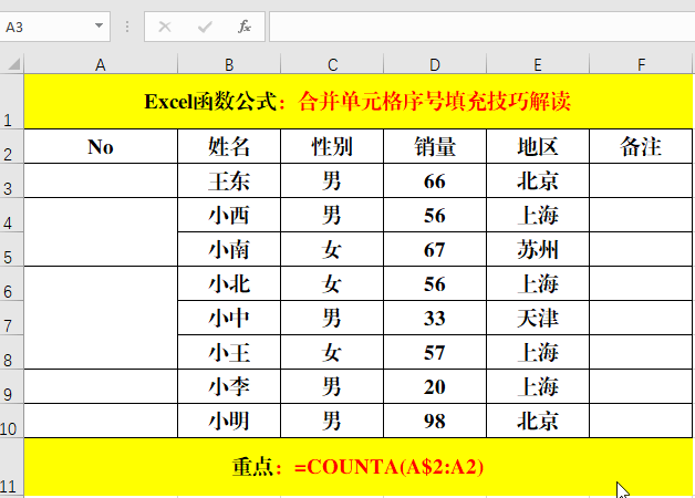 合并单元格序号填充的3个超级技巧解读!