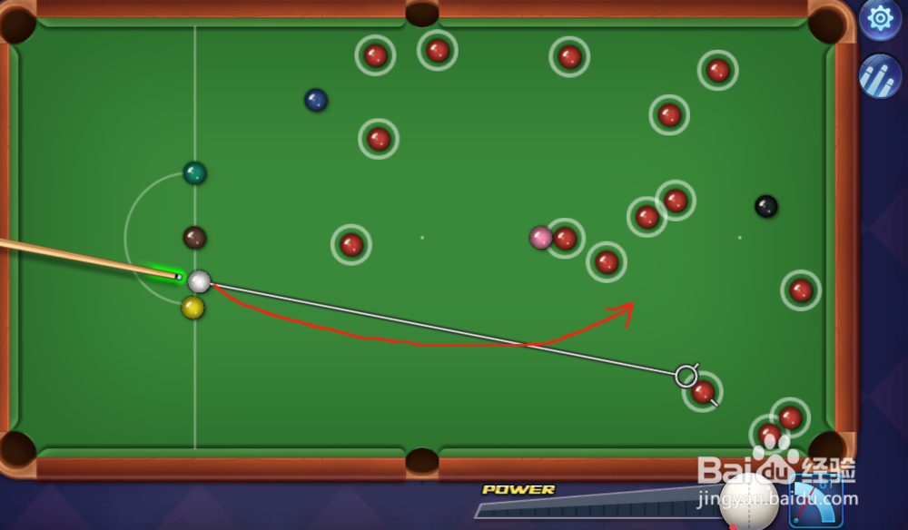 QQ台球怎么打弧线？