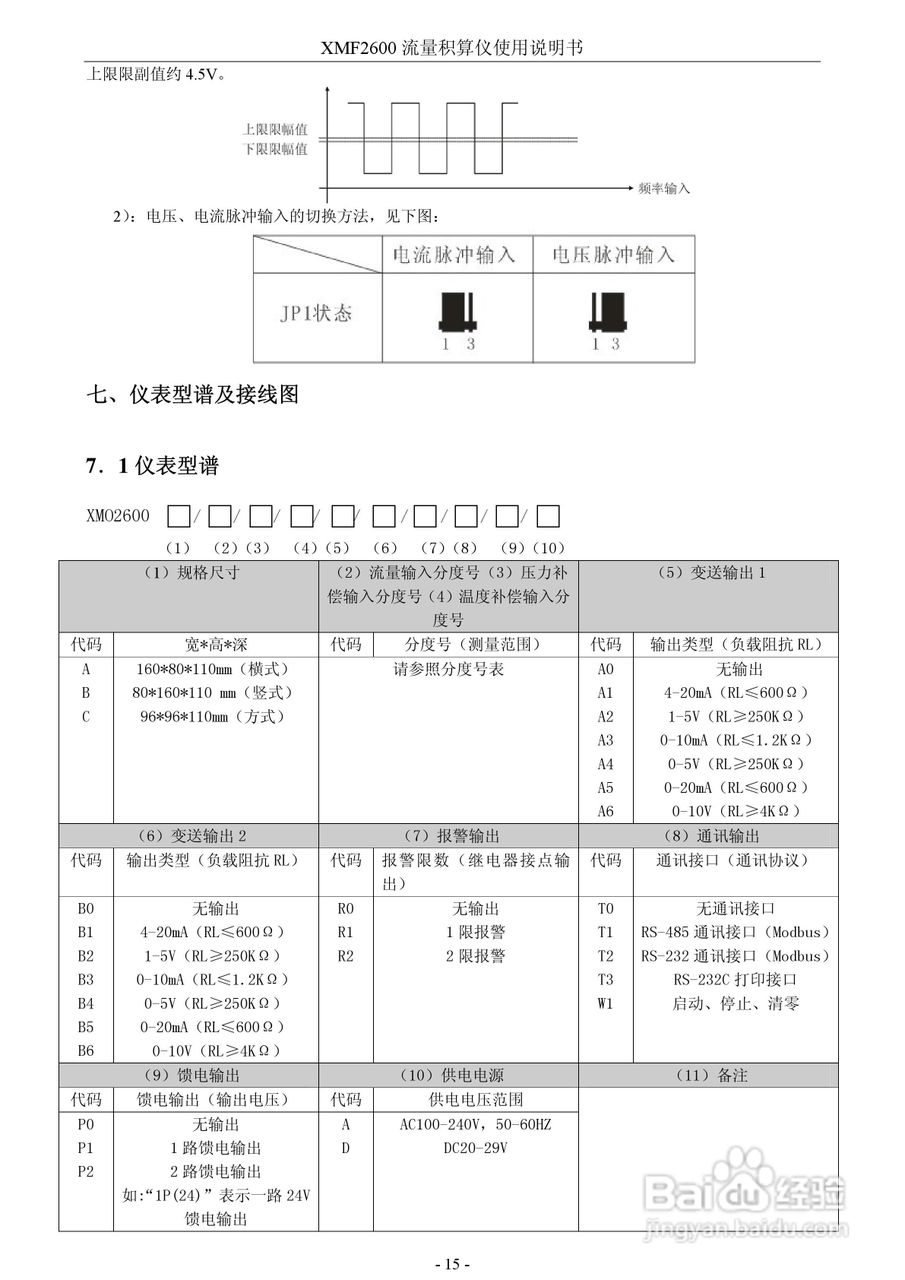 XMF2600流量积算仪使用说明书:[2]