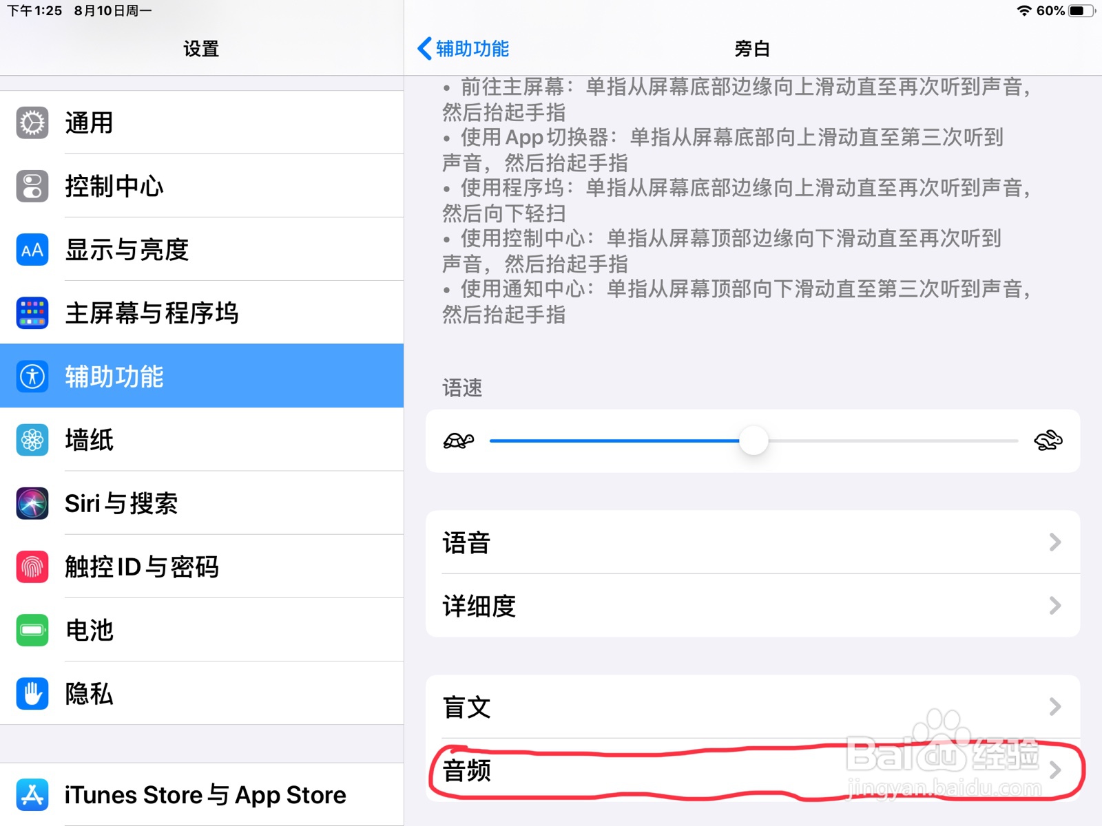 iPad怎么在旁白设置下一个转子的预览