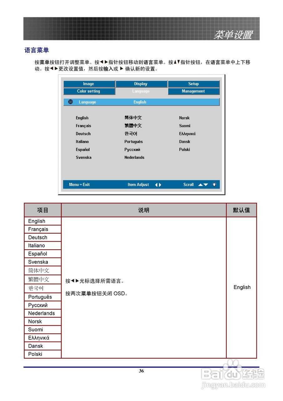 奥图玛投影机EP774型说明书:[4]