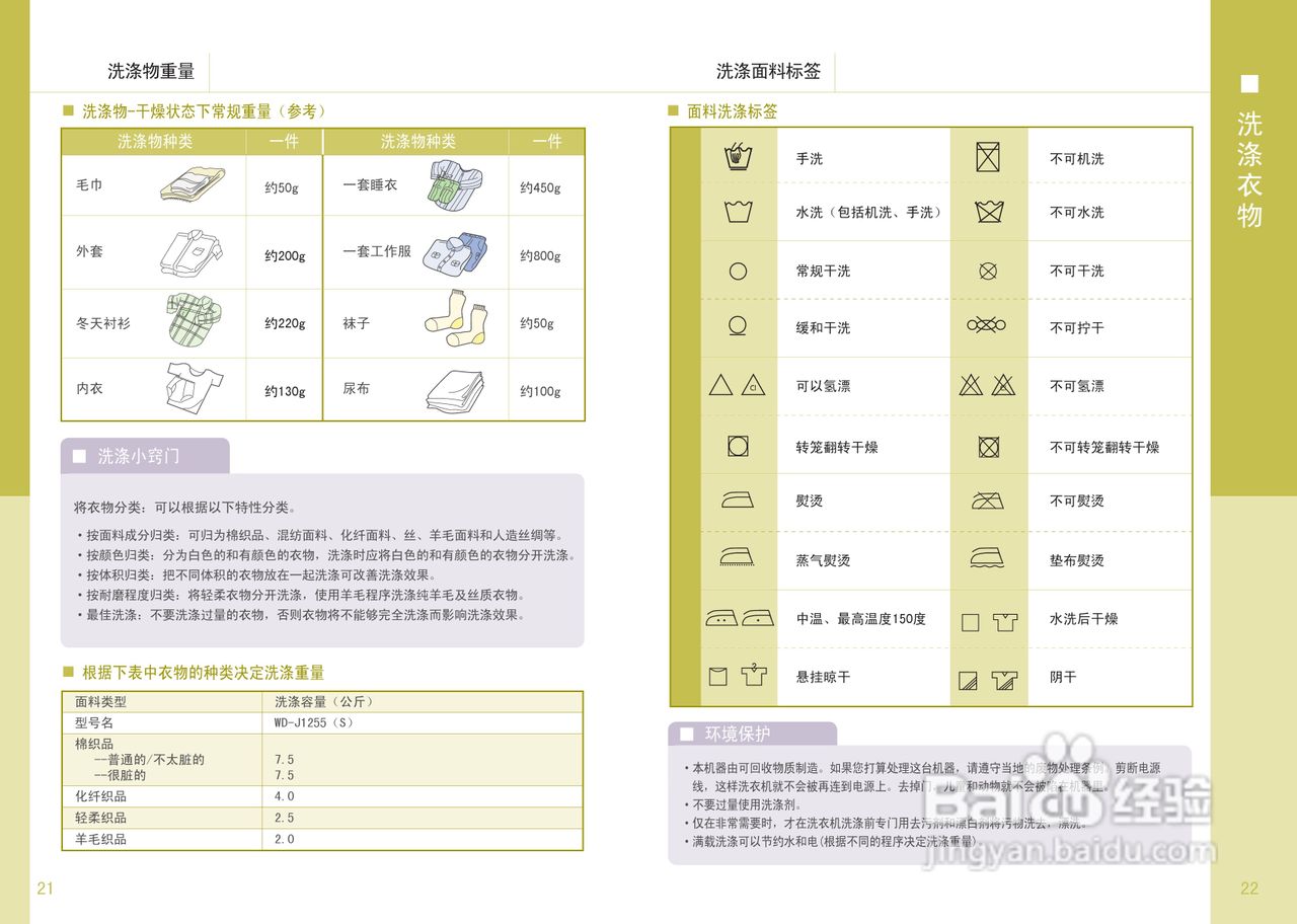 三星WD-J1255滚筒洗衣机使用说明书:[2]